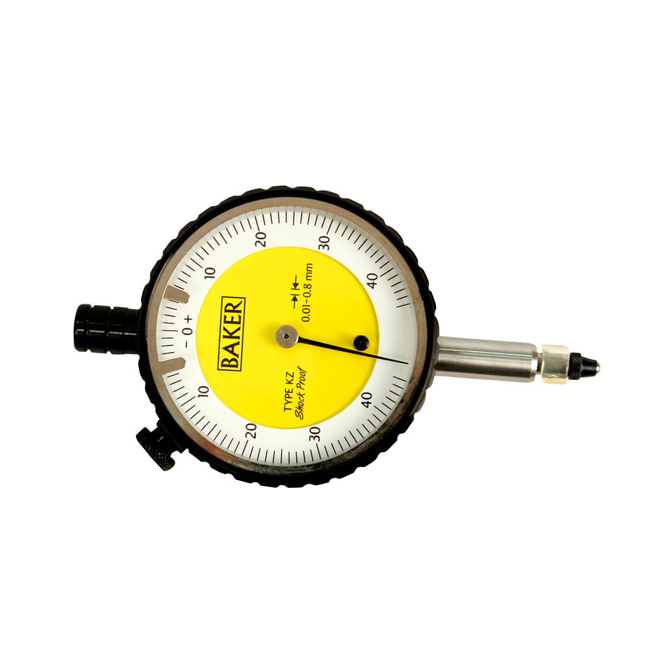 Baker KZ Plunger Type Dial Gage, Reading 0.01mm, Range 0.8mm, Graduation 40-0-40