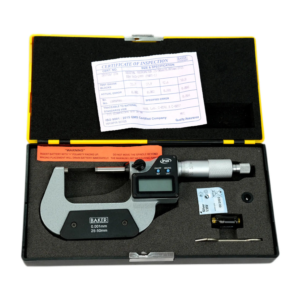 Baker DMM50 Digital Outside Micrometer Range 25-50 mm