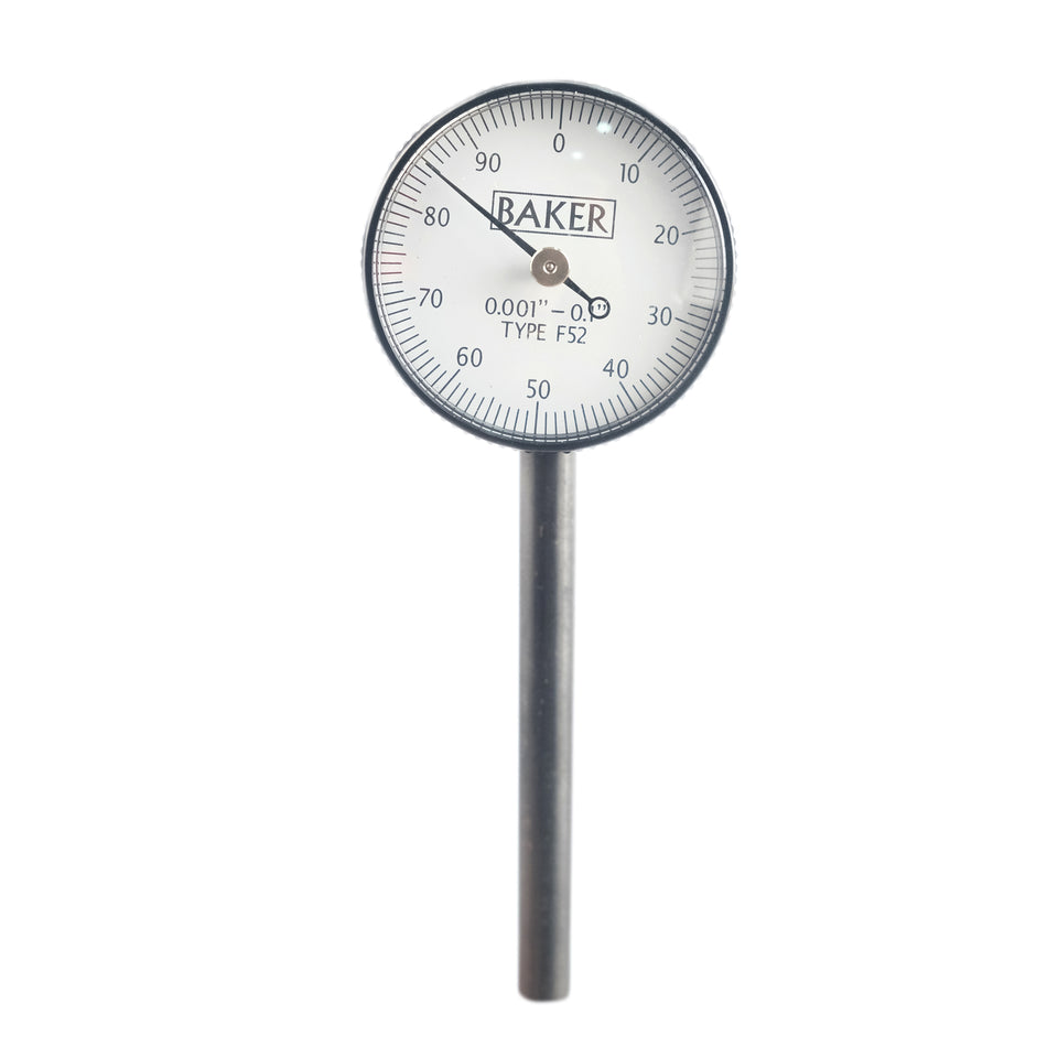 Baker F52 Back Plunger Dial Gage, Reading 0.001", Range 0.1", Graduation 0-100