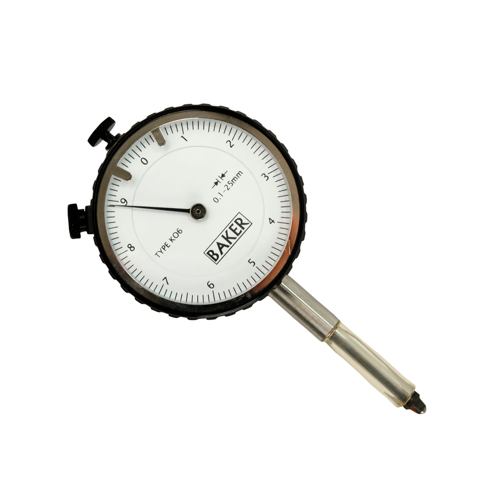 Baker K06A Plunger Type Dial Gage Reading 0.1 mm, Range 25 mm, Graduation 0-10