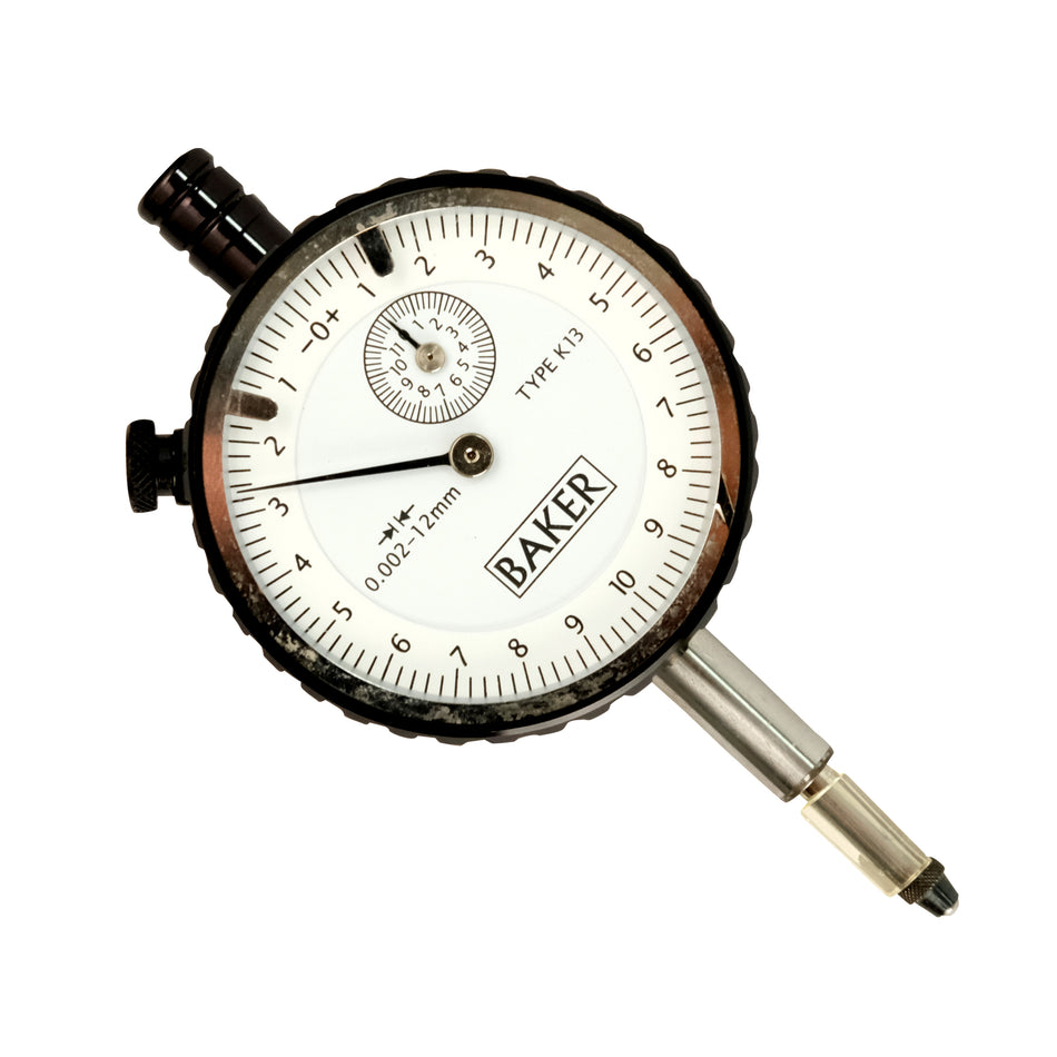 Baker K13 Plunger Type Dial Gage Reading 0.002 mm, Range 12 mm, Graduation 0-10-0