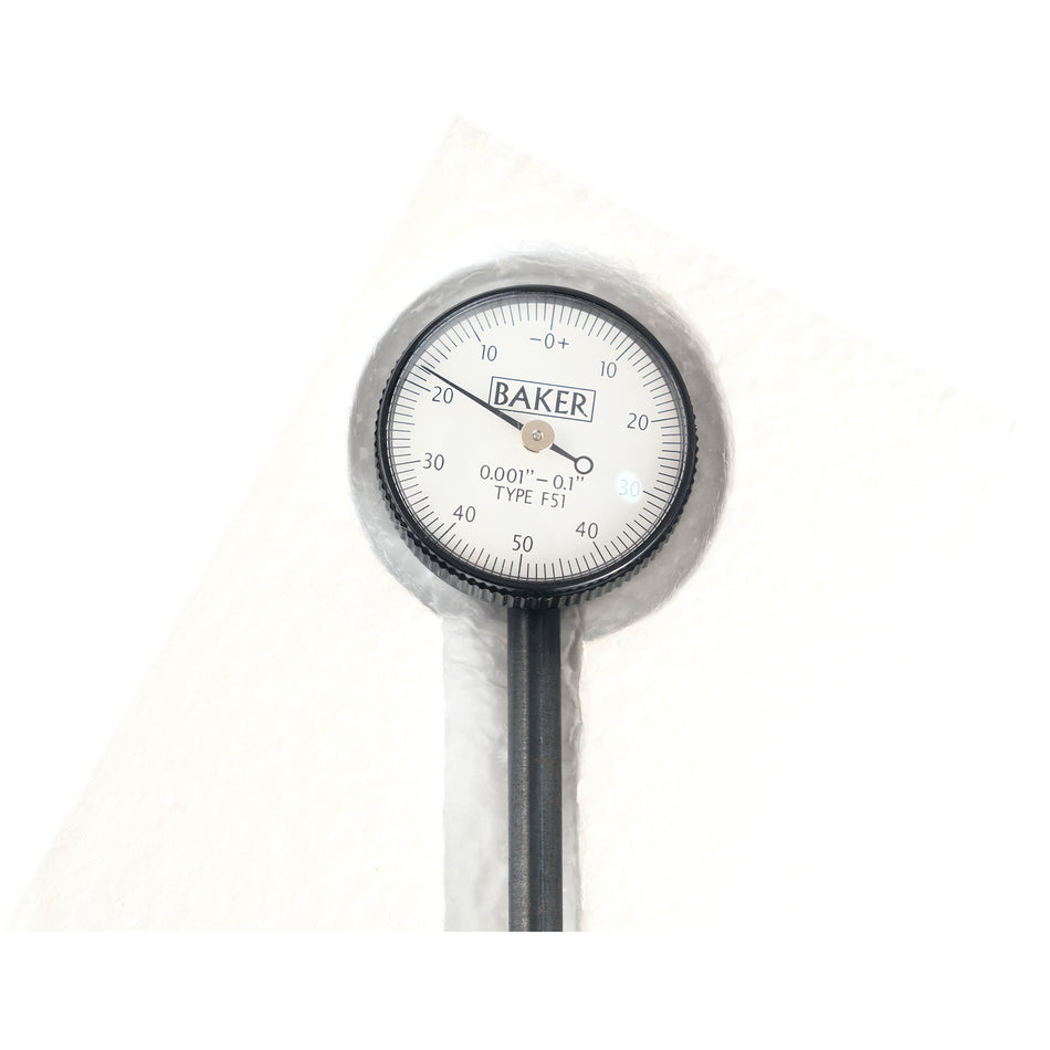 Baker F51 Back Plunger Dial Gauge, Reading 0.001", Range 0.1", Graduation 0-50-0