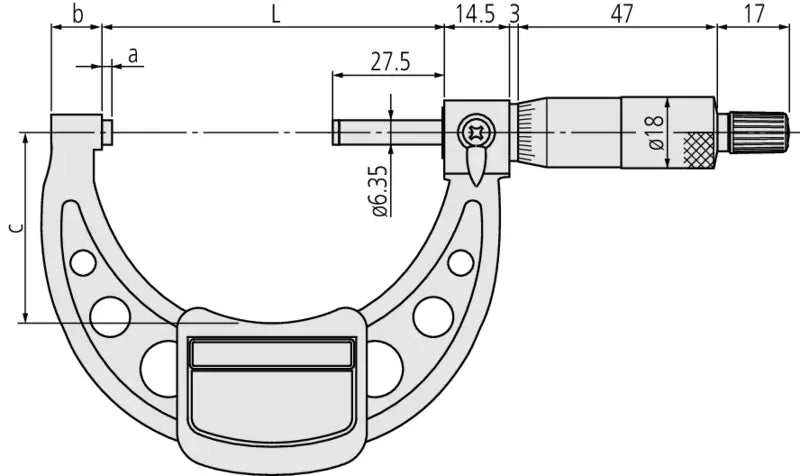 Mitutoyo 103-141 Outside Micrometer, Range 100-125 mm