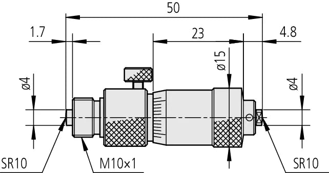 Mitutoyo 137-204 Tubular Inside Micrometer, Range 50-1000mm, Graduation 0.01mm