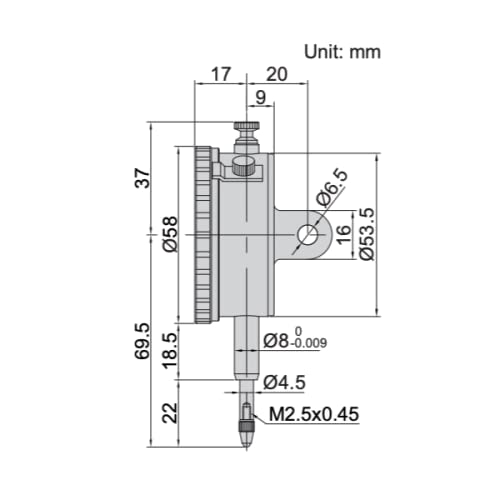 Insize 10mm Plunger Dial Indicator, 2301-10