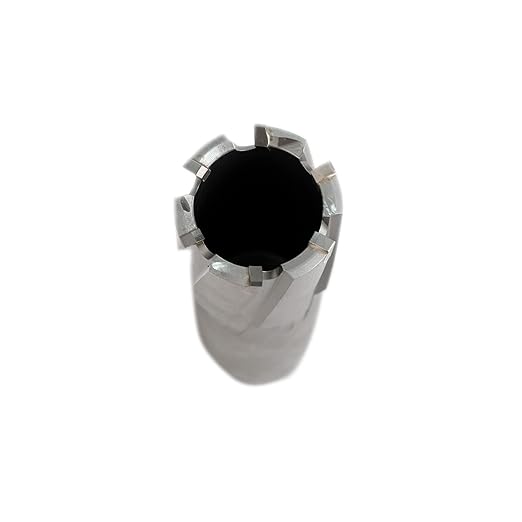 Metallic cylindrical object with a central black component on a white background