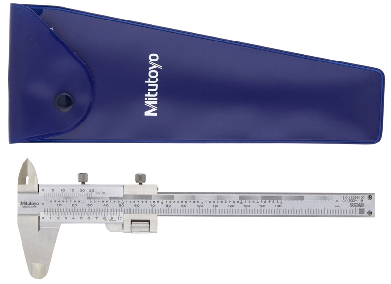 Mitutoyo 532-119 Vernier Caliper, Range 150 mm / 6"