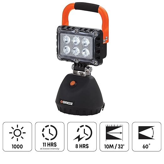 Groz LED/621 Portable Rechargeable LED Work Light/Lamp