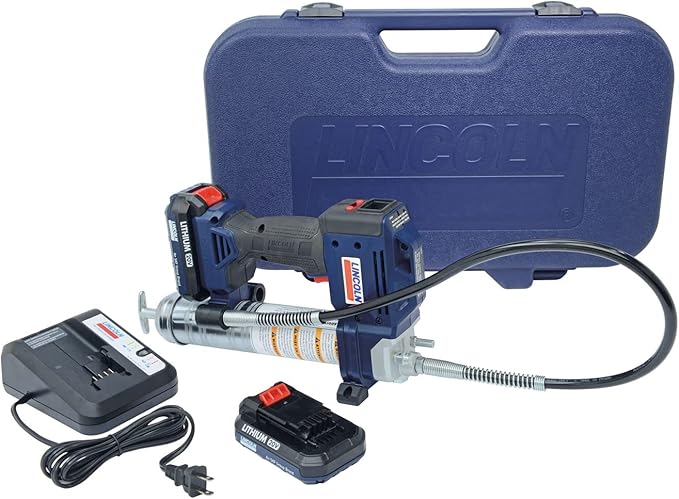 Lincoln 1884 PowerLuber 20V Lithium-Ion Grease Gun – 10,000 PSI, 36" Flex Hose, Trigger-Operated, 2-Speed, 2 Battery Packs – Ideal for Automotive, Agricultural & Industrial Equipment