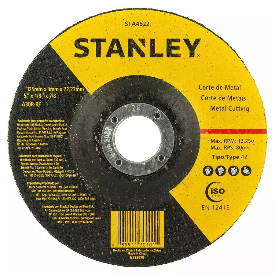 STANLEY - 5 Inch T42 Metal Grinding Wheel - STA4522-IN