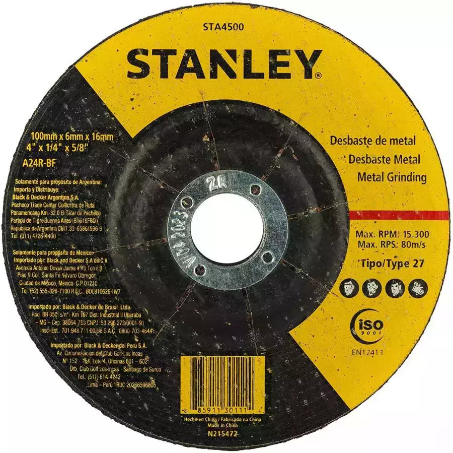 Stanley - 100mm Metal Bonded Abrasives Grinding Wheel (Set Of 25) - STA4500