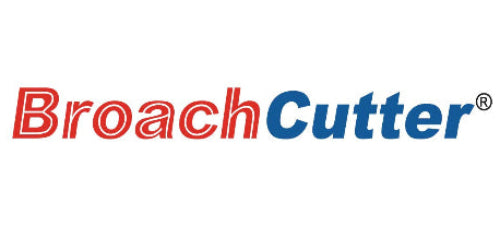 Broach Cutter logo with red and blue text on a white background