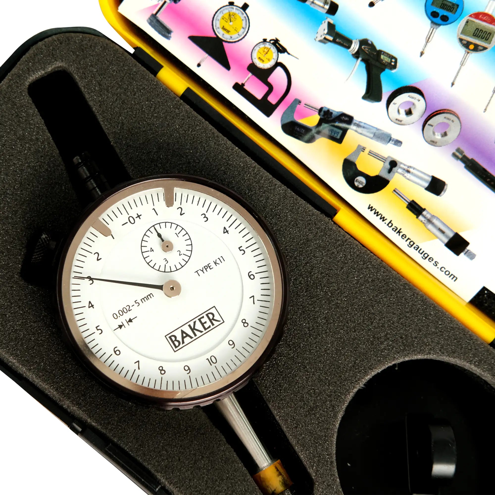 Baker gauge with a colorful tool kit in the background