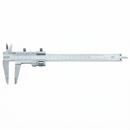 Metal vernier caliper on a white background