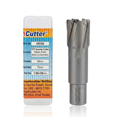 TCT Annular Cutter with packaging on a white background
