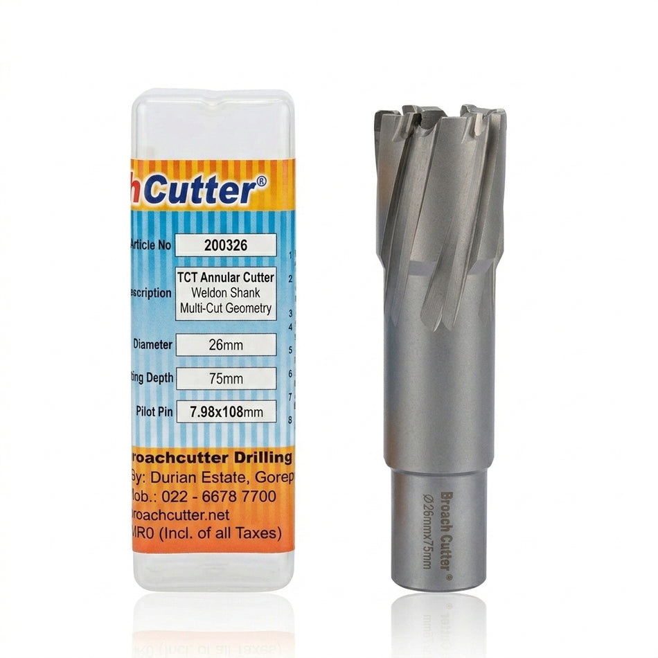 TCT Annular Cutter with packaging on a white background