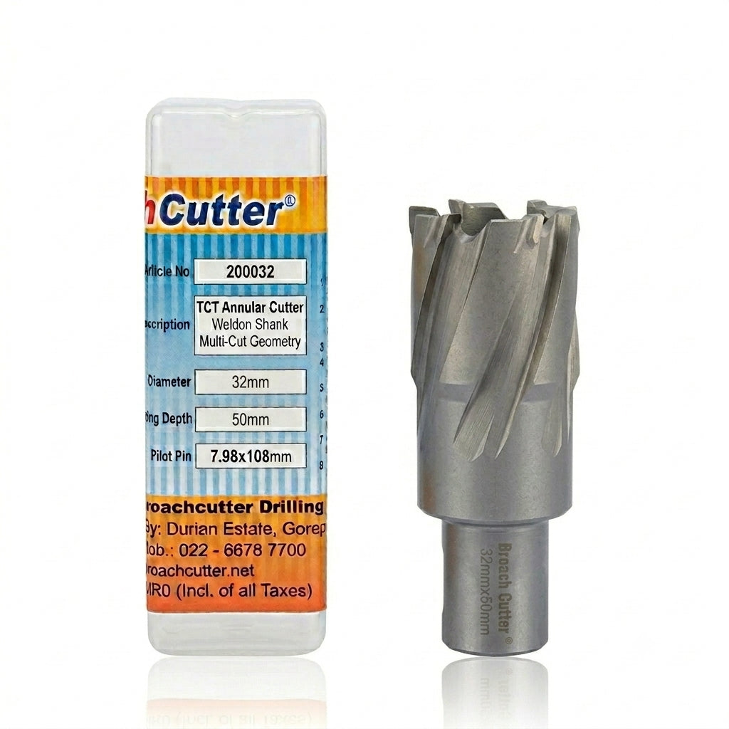 TCT annular cutter with packaging on a white background