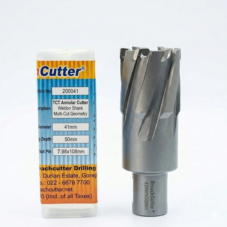 TCT annular cutter with packaging on a white background
