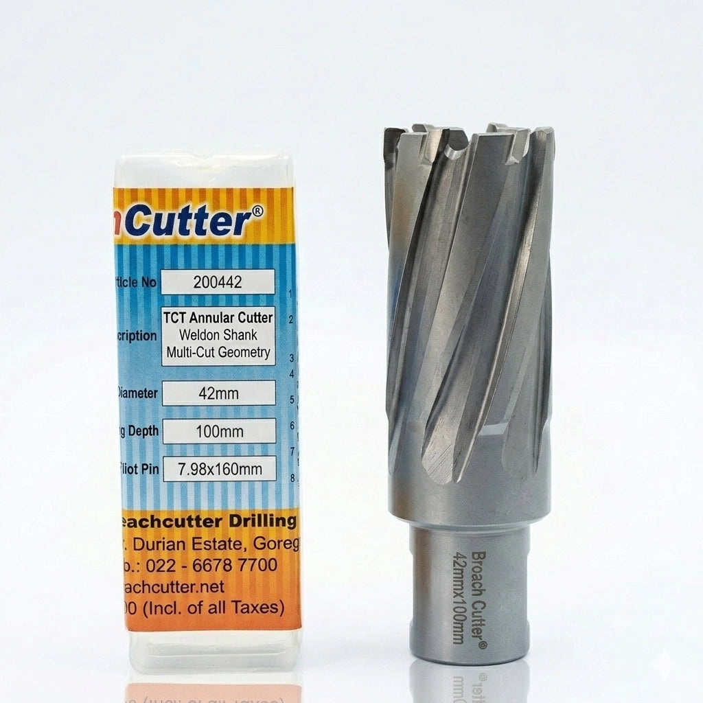 TCT Annular Cutter with packaging on a white background