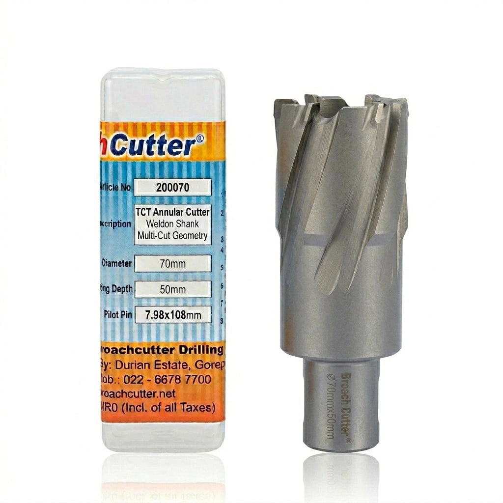 TCT annular cutter with packaging on a white background