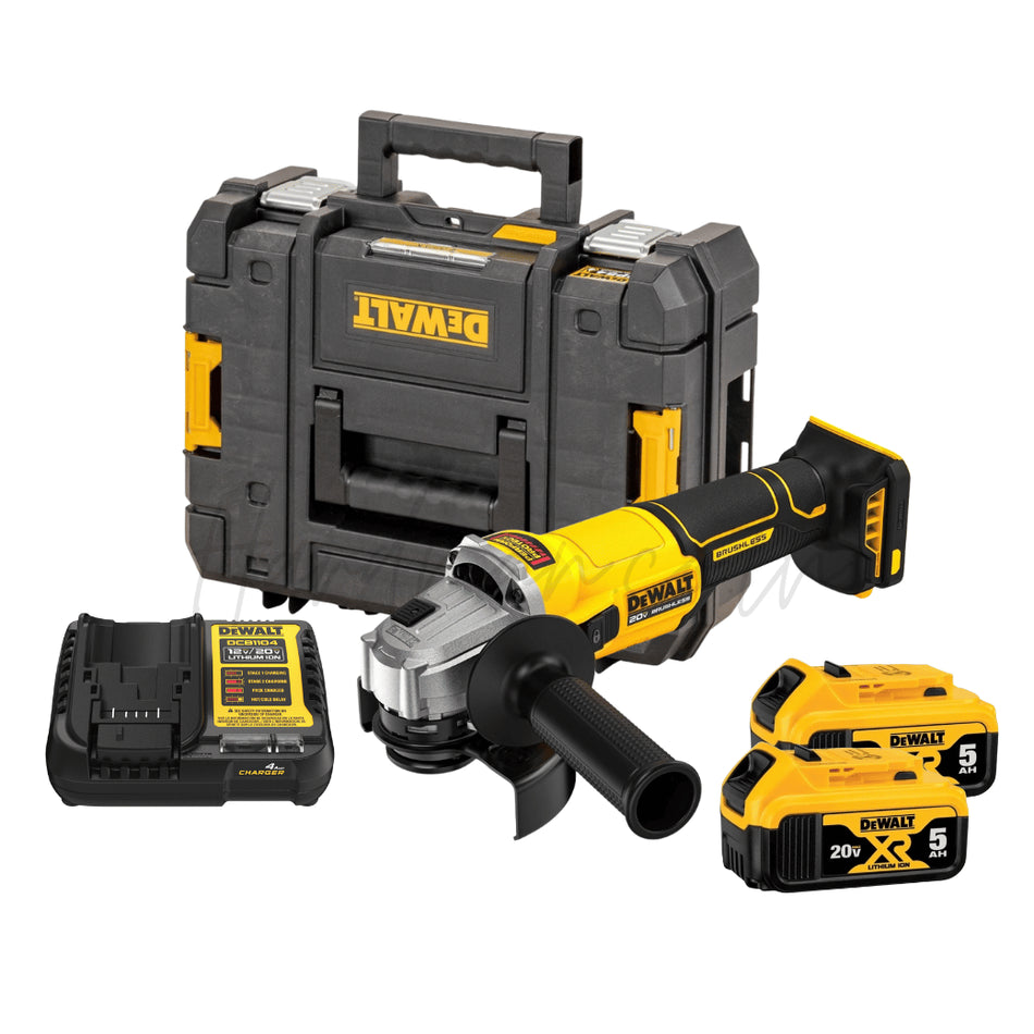 Dewalt 18V 5.0Ah 100mm Brushless Slide Medium Angle Grinder Kit DCG407P2T-B1