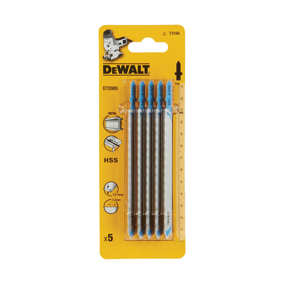Dewalt 108mm T-Shank HSS Jigsaw Blade Metal (T318A) (Pack Of 5) DT2085-QZ