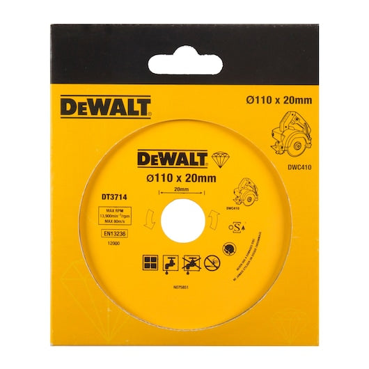 Dewalt 110mm X 20mm Continuous Tile/Ceramics Diamond Wheel DT3714-QZ