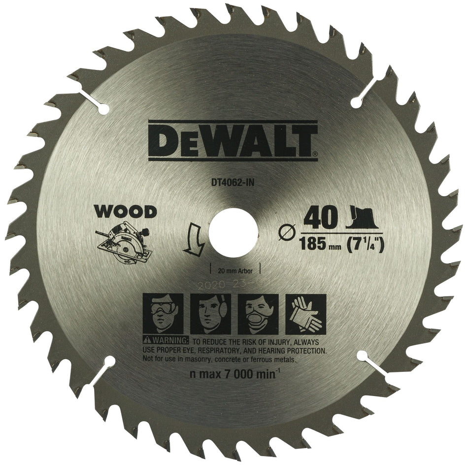 Dewalt 180mm 40T TCT Saw Blade DT4062-B1