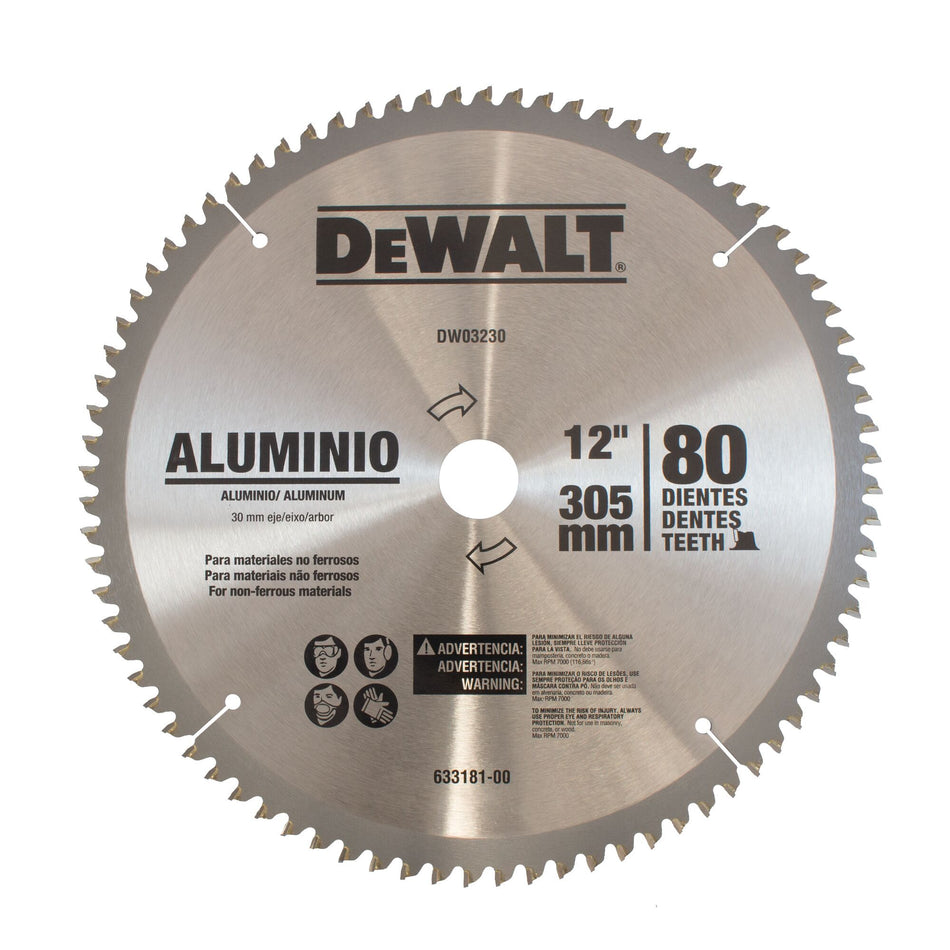 Dewalt Saw Blade 12" 80T Aluminum DW03230-IN