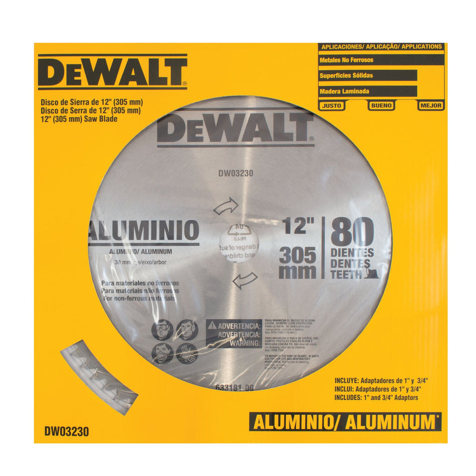 Dewalt Saw Blade 12" 80T Aluminum DW03230-IN