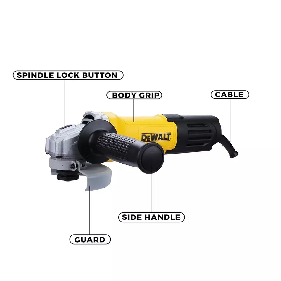 Dewalt 750W 100mm Ultra Slim Small Angle Grinder with Slide Switch (Made in India) DWE750S-IN