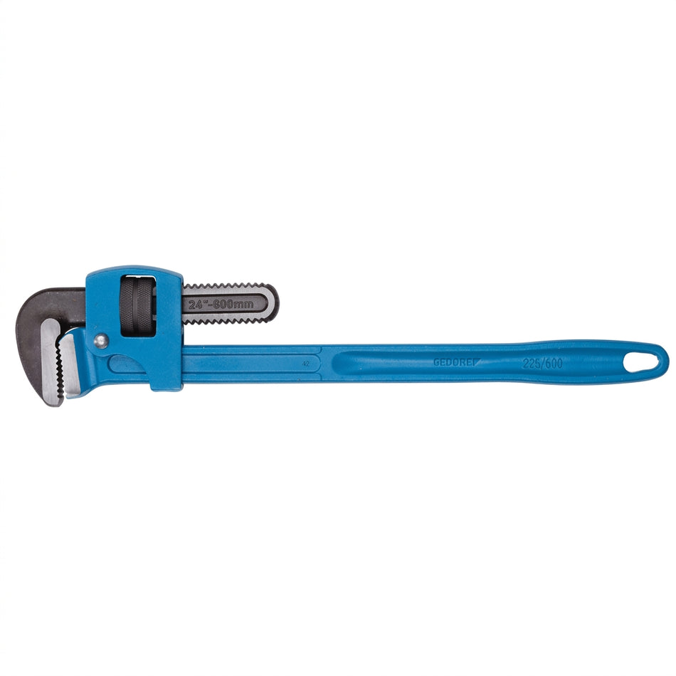 Blue pipe wrench on a white background