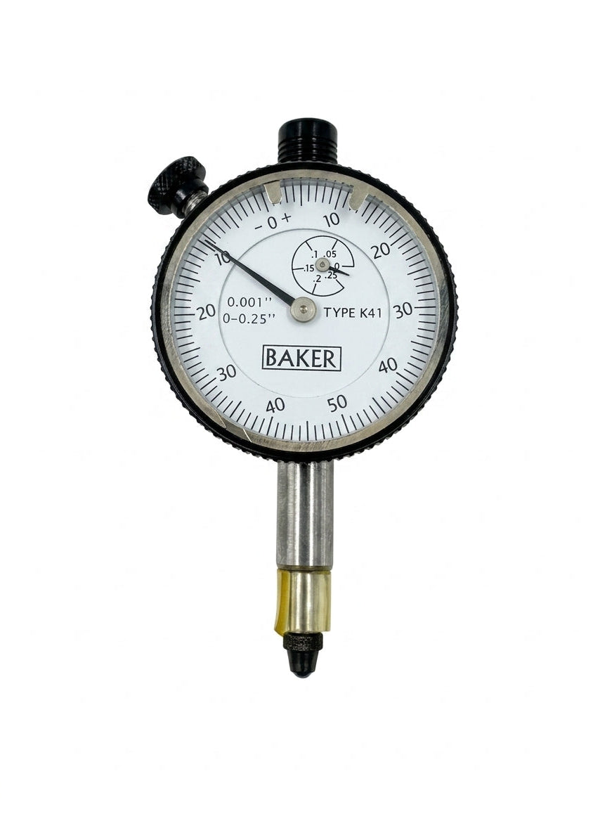 Baker K41 Plunger Type Dial Gauge, Reading 0.001", Range 0.25", Graduation 0-50-0