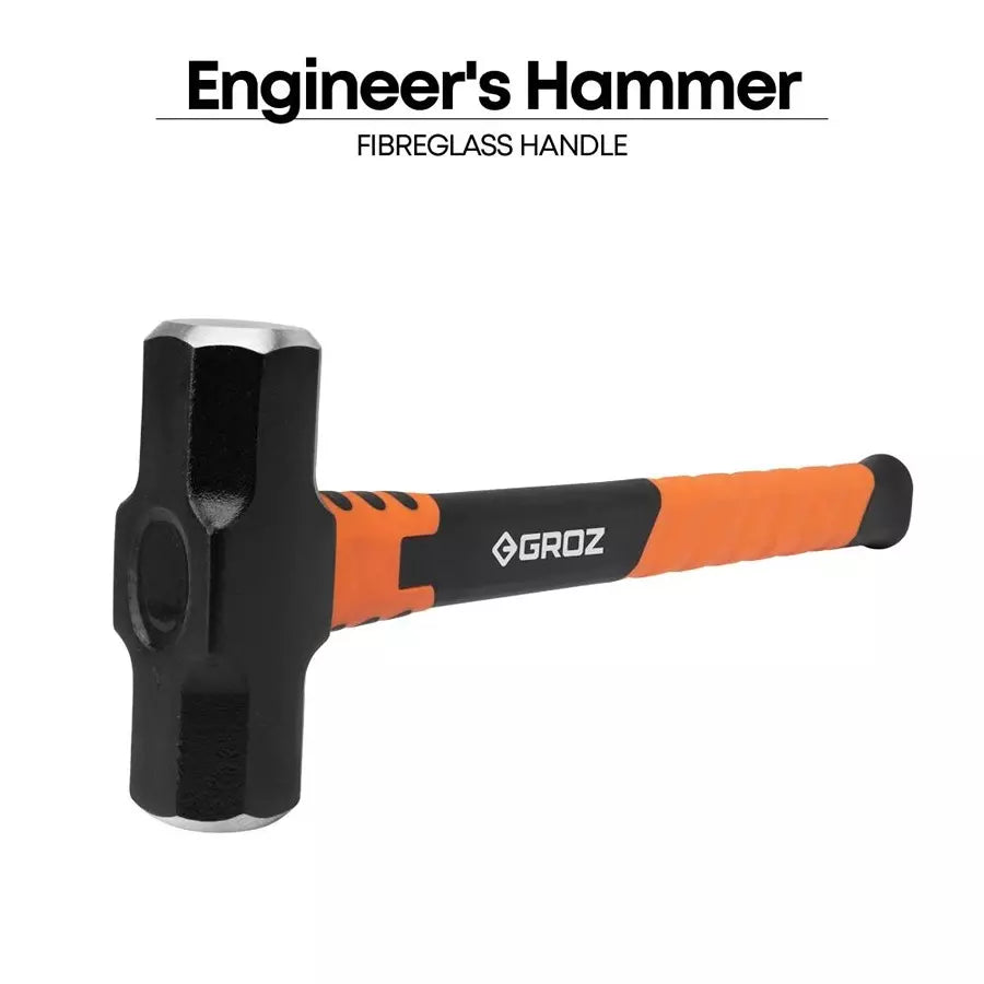 GROZ EHFG/4/14 Engineer’s Hammers Fibreglass Handle, Head weight 1.8 Kg, Overall Length 350 mm