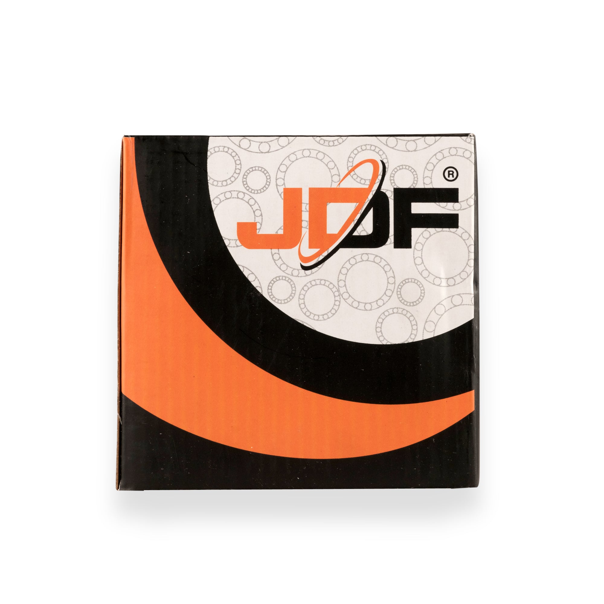 JDF branded product packaging with orange, black, and white design on a white background