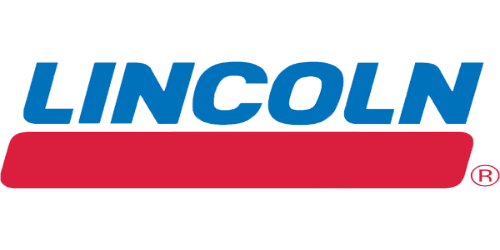 Lincoln logo with blue text and red bar on a white background