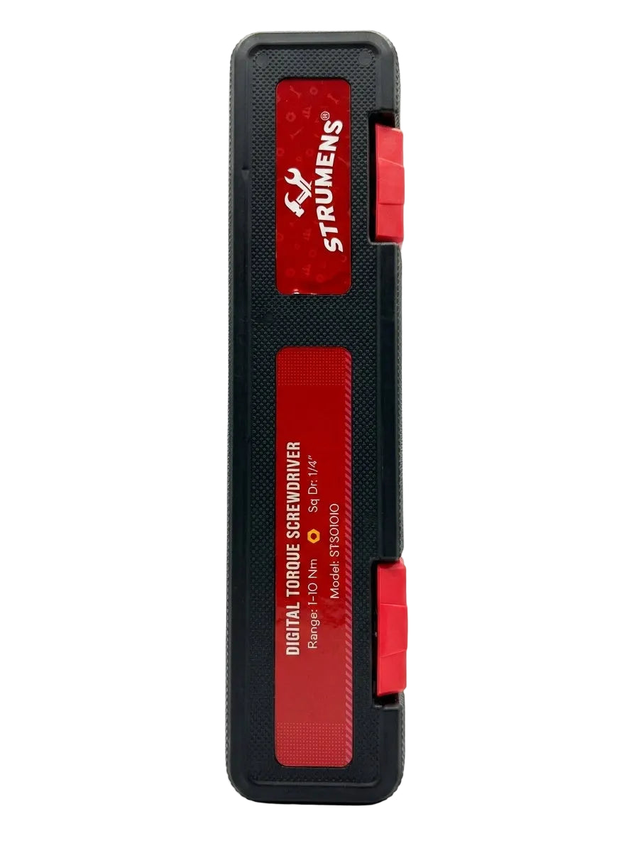 Digital torque screwdriver with Strumens branding on a white background