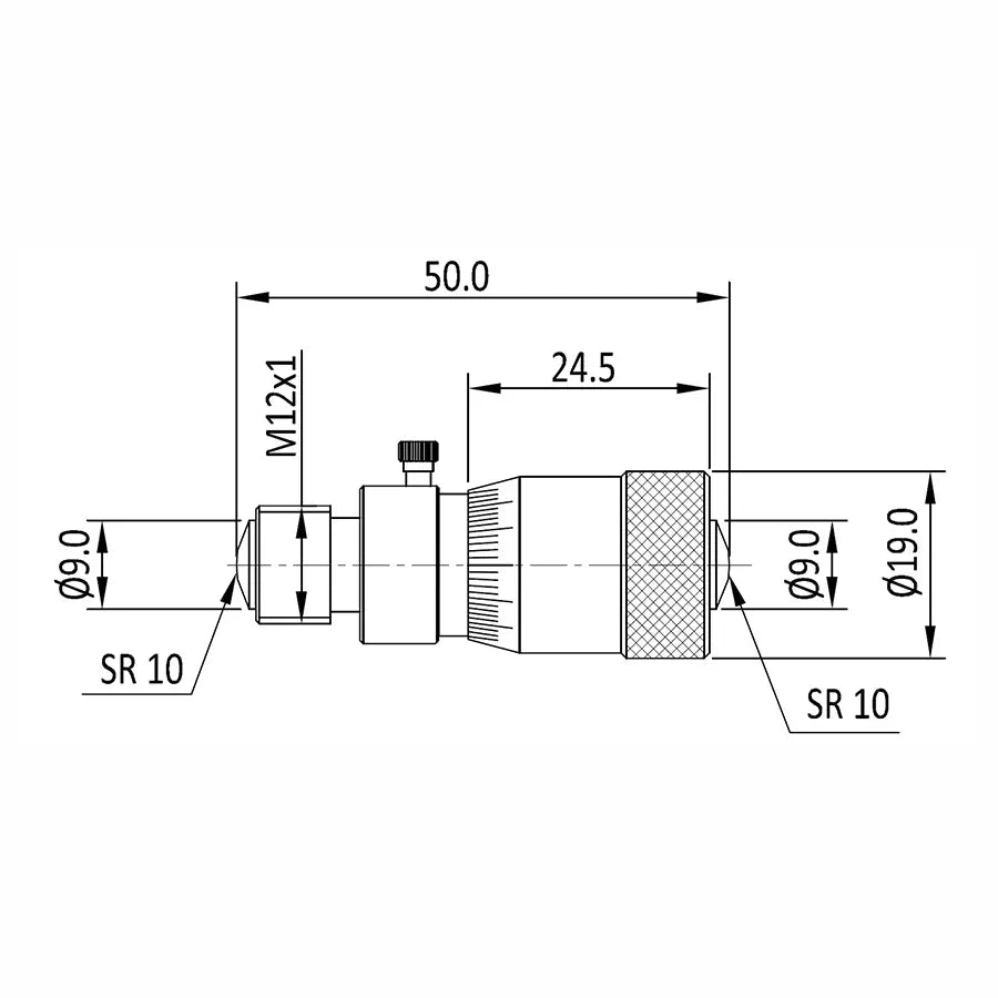 Baker MMT500 Tubular Internal Micrometer, Range 50-500mm, Reading 0.01mm