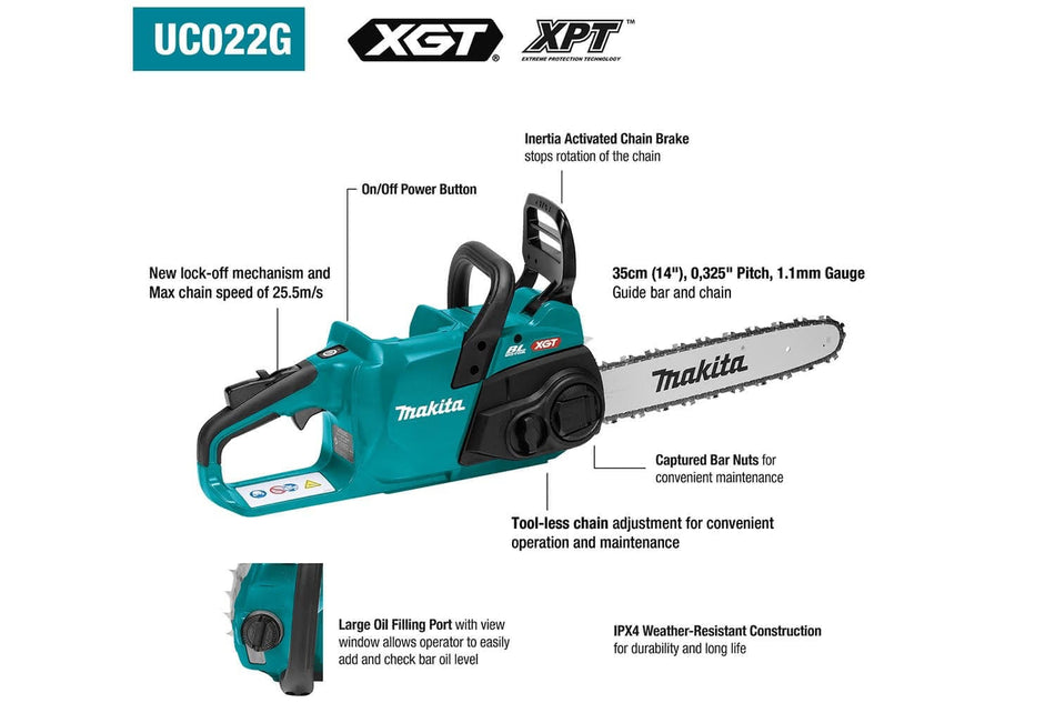 MAKITA XGT 40V max Cordless Chain Saw UC022GZ