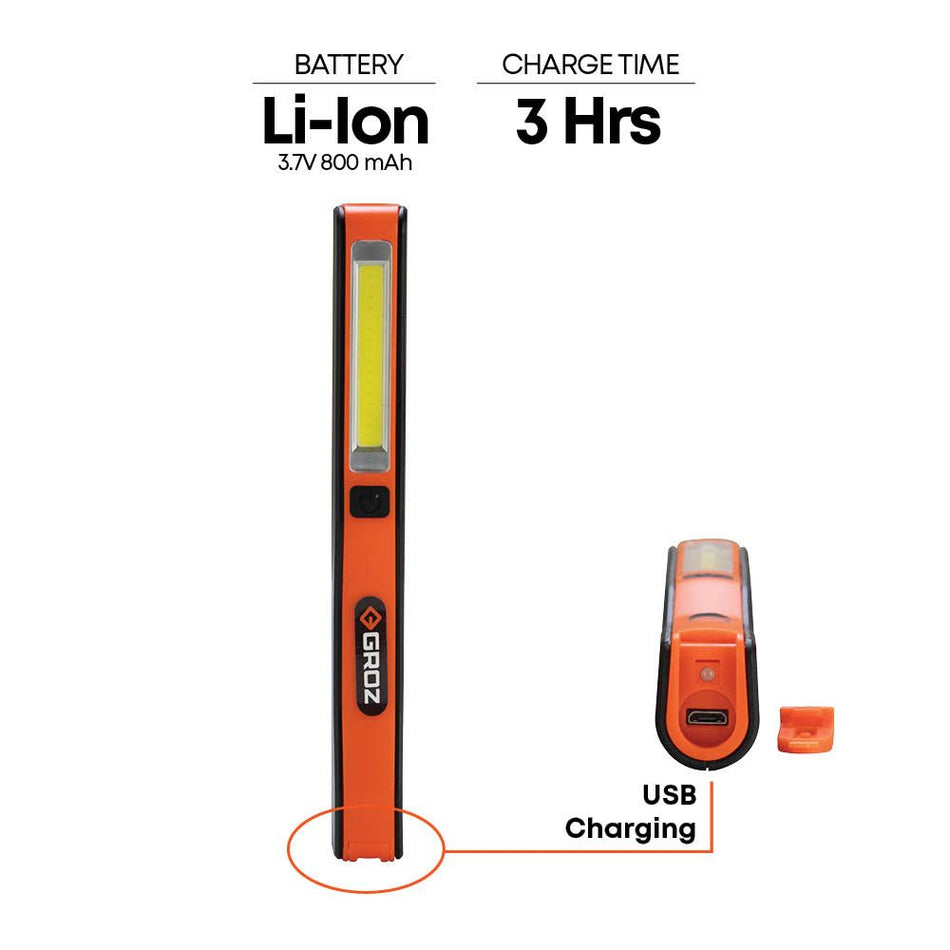 GROZ 3W Cob Rechargeable Pen Light, LED/335