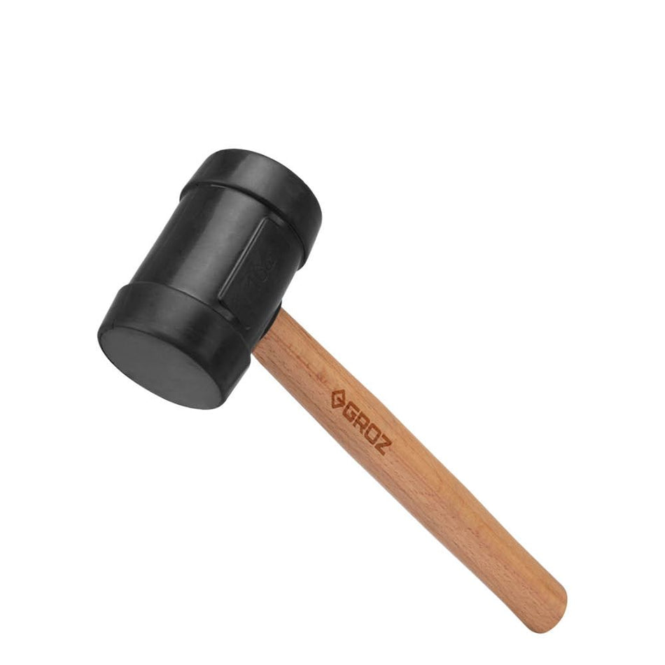 GROZ MLTR/20B/BW 350 mm Rubber Hammer with Hard Wood Handle, Black