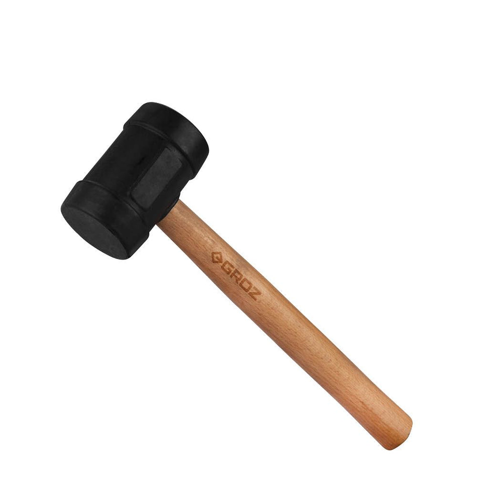 GROZ MLTR/16B/HW 350 mm Rubber Hammer with Hickory Wood Handle, Black