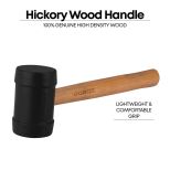 GROZ MLTR/16B/HW 350 mm Rubber Hammer with Hickory Wood Handle, Black