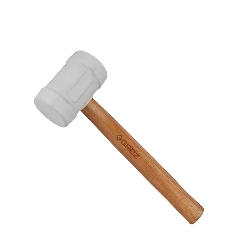 GROZ MLTR/16W/HW 350 mm Rubber Hammer with Hickory Wood Handle, White