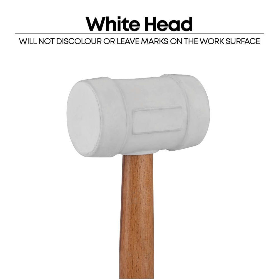 GROZ MLTR/16W/HW 350 mm Rubber Hammer with Hickory Wood Handle, White