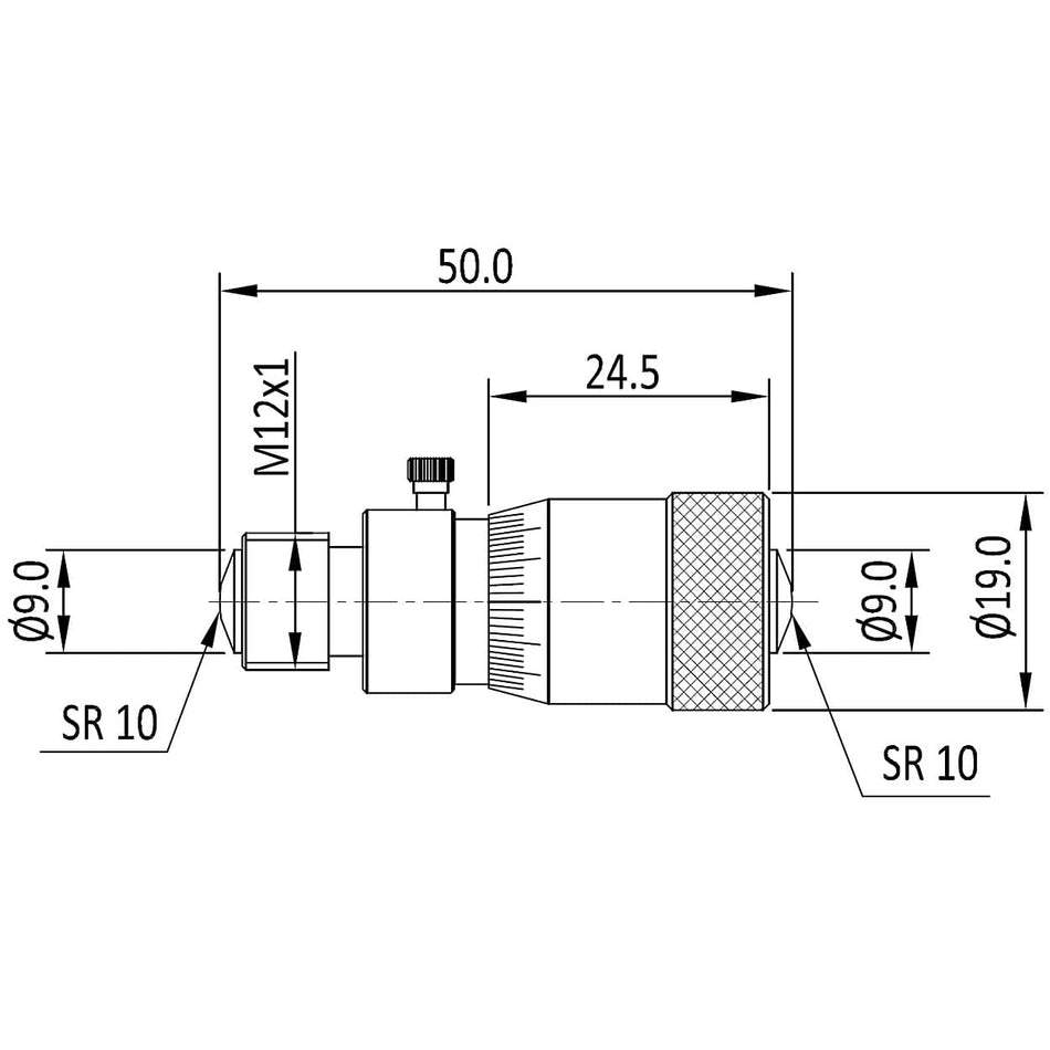 Baker MMT300 Tubular Internal Micrometer, Range 50-300mm, Reading 0.01mm