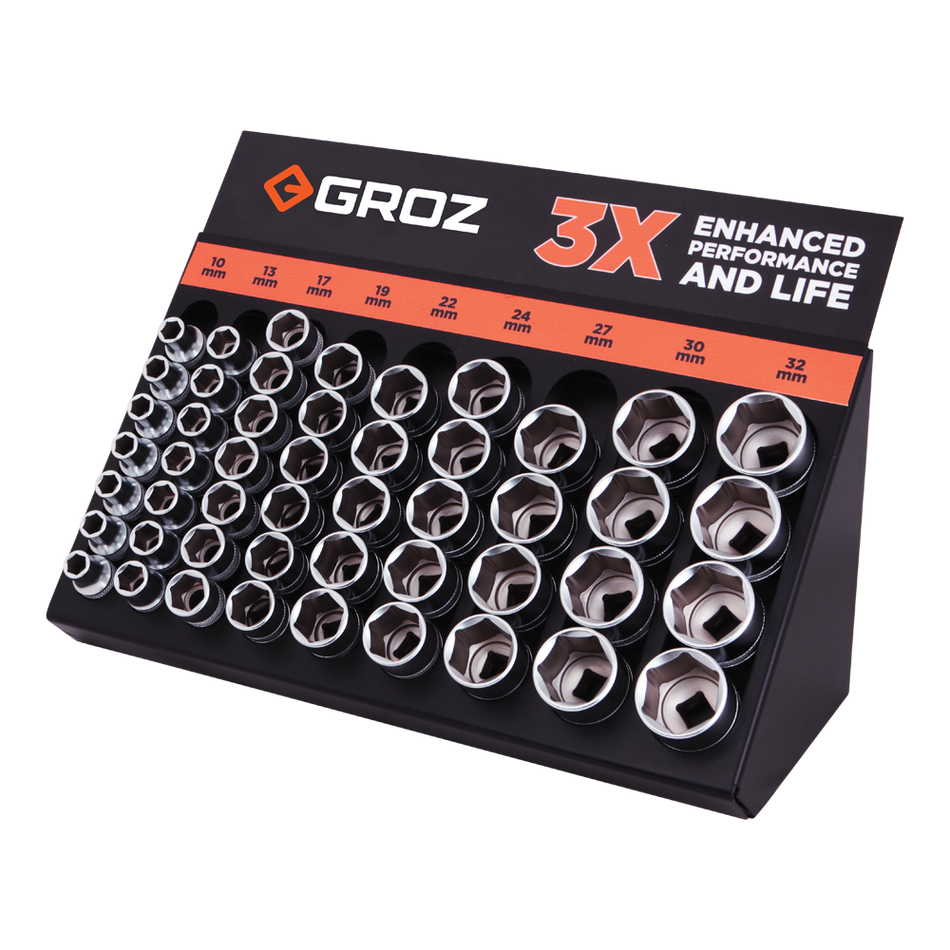 GROZ Socket Merchandiser 49 pc Socket Set SKT/H/1-2/UG/ST50